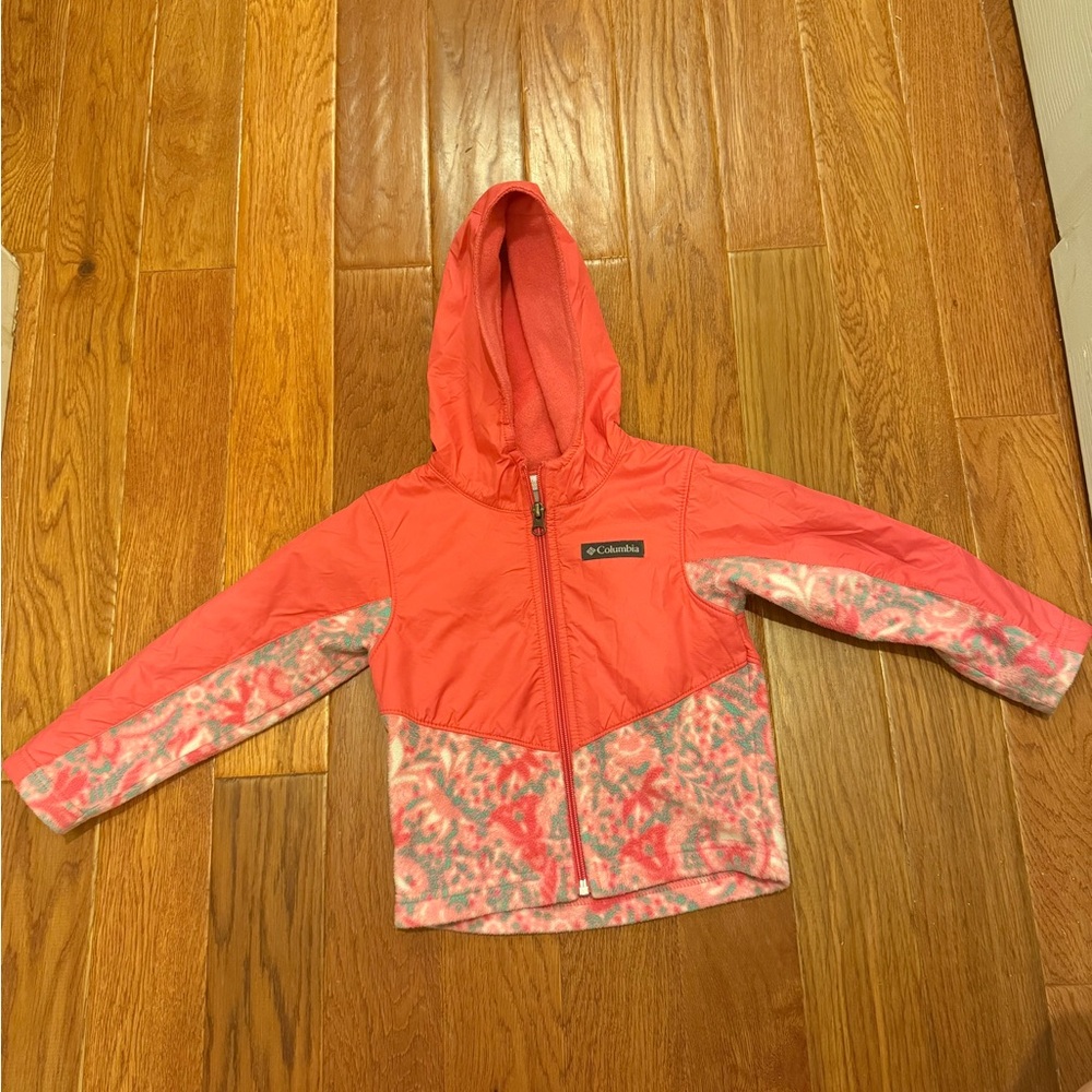 Columbia Coral and Patterned Hooded Jacket